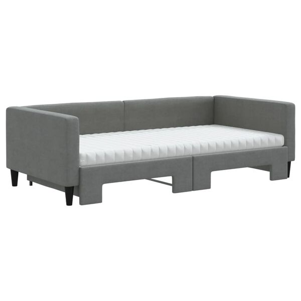 vidaXL Sofa rozsuwana z materacami, ciemnoszara, 100x200 cm, tkanina