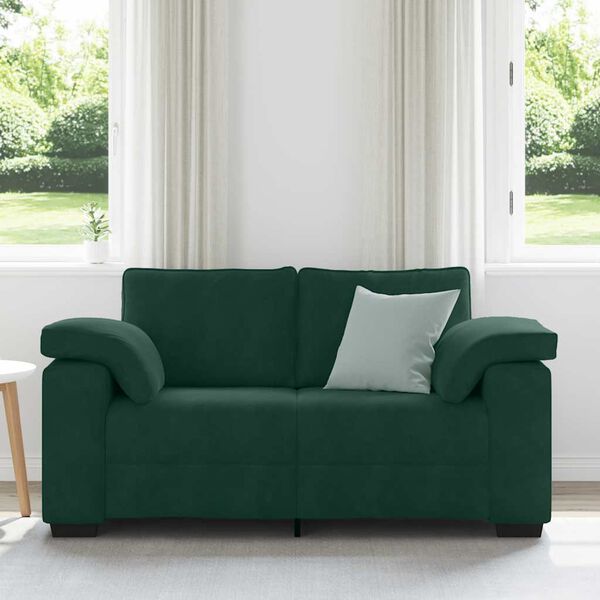 vidaXL Sofa dwuosobowa, ciemnozielona, 160x77x82 cm, aksamit