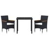 vidaXL Zestaw do jadalni w ogrodzie z poduszką 3 pcs Szary polirattan