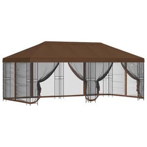 vidaXL Altana z bokami 6 x 3 m brązowy Poliester i Stal 190