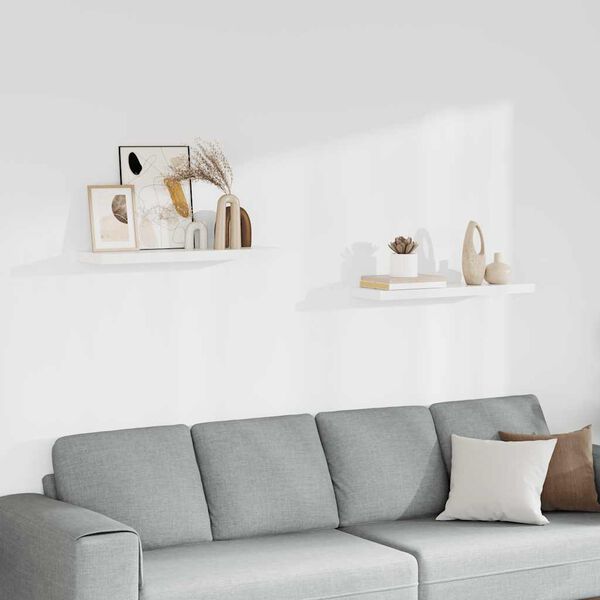 vidaXL P&oacute;łki ścienne, 2 szt, białe, 80x23,5x3,8 cm, MDF