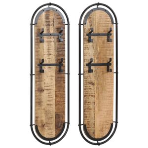 vidaXL Wieszaki na płaszcze, z 4 haczykami, 2 szt., lite drewno mango