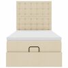 vidaXL Rama ł&oacute;żka otomana z materacem, kremowa, 90x190 cm, tkanina