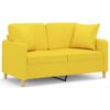 vidaXL 2-osobowa sofa z poduszkami, jasnoż&oacute;łta, 120 cm, tkanina