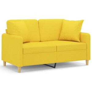 vidaXL 2-osobowa sofa z poduszkami, jasnoż&oacute;łta, 120 cm, tkanina