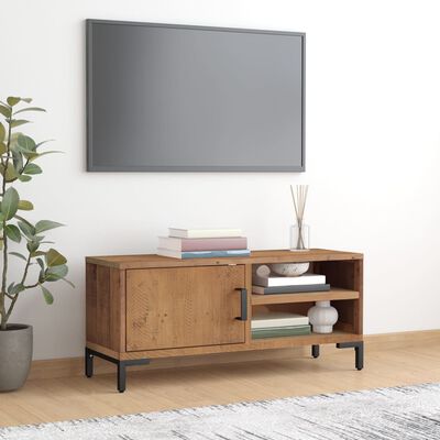 vidaXL Szafka pod telewizor, brązowa, 90x30x40 cm, drewno sosnowe