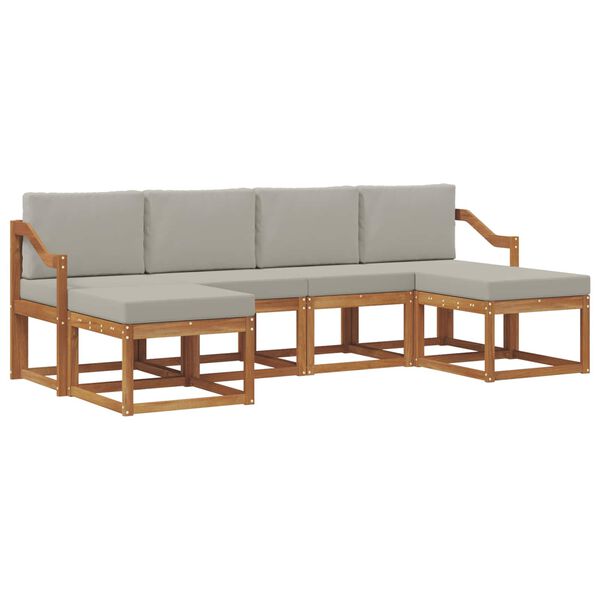 vidaXL Zestaw sof na zewnątrz z poduszką 6 pcs Naturalny i Jasny Szary