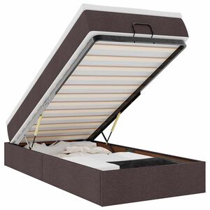 vidaXL Rama ł&oacute;żka otomana z materacem, brązowa, 90x200 cm, tkanina