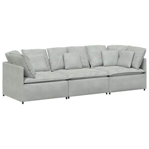 vidaXL Sofa modułowa z poduszkami aksamitna jasnoszara