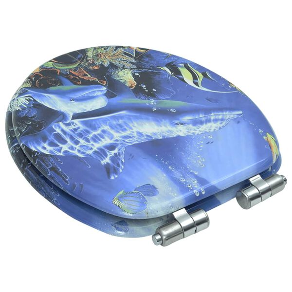 vidaXL Deska klozetowa wolnoopadająca, MDF, wzór w delfiny