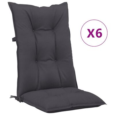 vidaXL Poduszki na krzesła ogrodowe, 6 szt., antracytowe, 120x50x7 cm