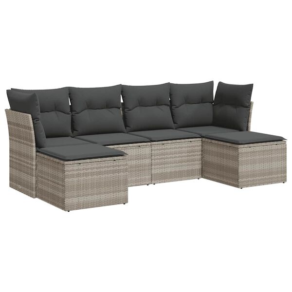 vidaXL 6-cz. zestaw mebli ogrodowych, z poduszkami, jasnoszary