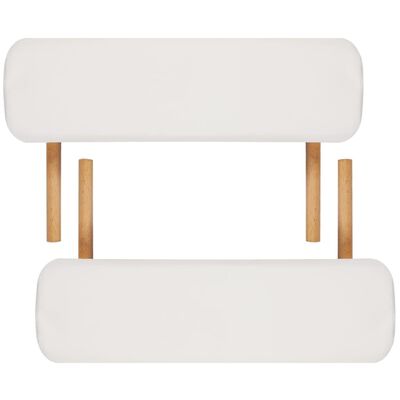 vidaXL Składany stół do masażu z drewnianą ramą, 3 strefy, kremowy