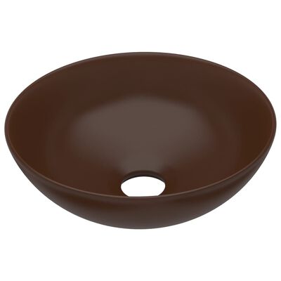 vidaXL Umywalka łazienkowa, ceramiczna, ciemnobrązowa, okrągła