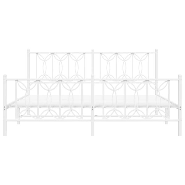 vidaXL Metalowa rama ł&oacute;żka z wezgłowiem i zan&oacute;żkiem, biała, 183x213 cm