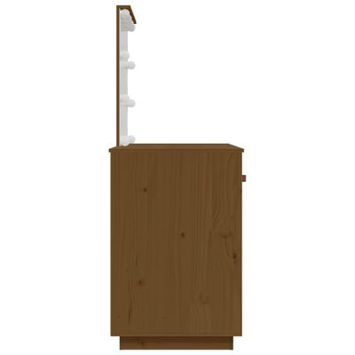 vidaXL Toaletka z LED, miodowy brąz, 95x50x133,5 cm, drewno sosnowe