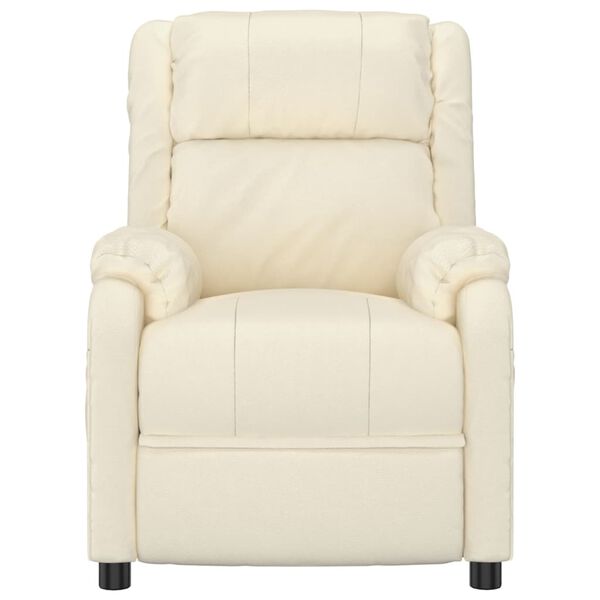 vidaXL Fotel masujący, kremowy, obity sztuczną skórą