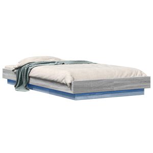 vidaXL Ł&oacute;żko z ramą z LED Szary Sonoma 80 x 200 cm Drewno inżynieryjne