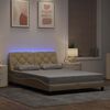 vidaXL Rama łóżka z LED bez materaca Kremowa 120x200 cm Tkanina