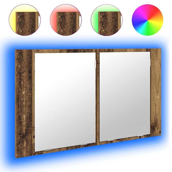 vidaXL Szafka z lustrem do łazienki Stare drewno 80 x 12 x 45 cm