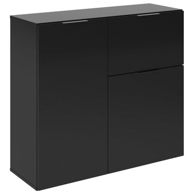 FMD Komoda z szufladą i drzwiczkami, 89,1x31,7x81,3 cm, czarna