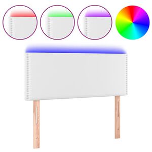 vidaXL Zagł&oacute;wek do ł&oacute;żka z LED, biały, 100x5x78/88 cm, sztuczna sk&oacute;ra