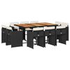 vidaXL 11-cz. zestaw mebli do ogrodu, z poduszkami, czarny rattan PE