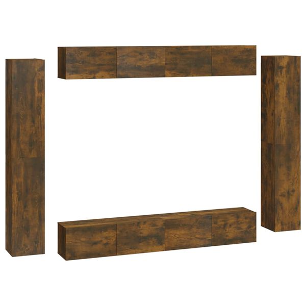 vidaXL 8-częściowy zestaw szafek telewizyjnych, przydymiony dąb