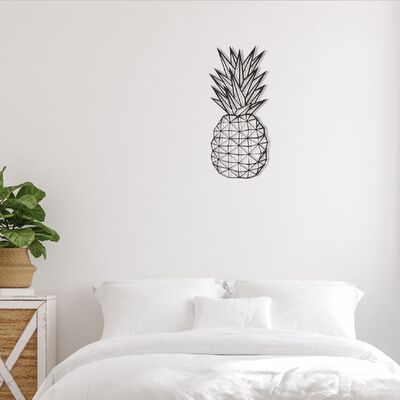 Homemania Dekoracja ścienna Pineapple, 22x55 cm, stalowa, czarna