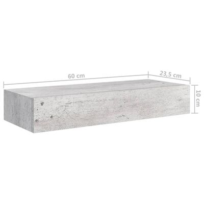 vidaXL Półki ścienne z szufladą, 2 szt., szare, 60 x 23,5 x 10 cm, MDF