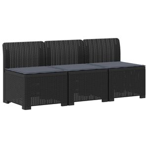 vidaXL Sofa ogrodowa 3-osobowa z poduszkami w rattanowym wyglądzie