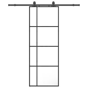 vidaXL Drzwi przesuwne z zestawem okuć czarne 76x205 cm ESG szkło