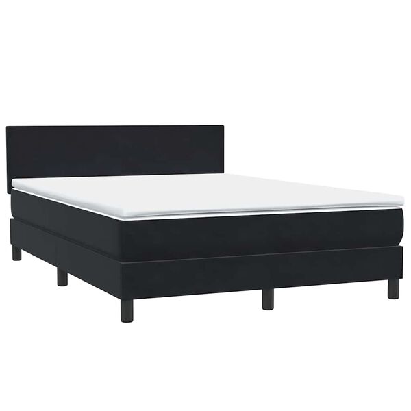 vidaXL Ł&oacute;żko typu Box Spring z materacem Czarny 160x220 cm Aksamit