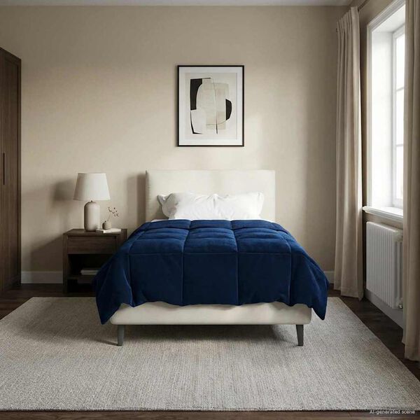 vidaXL Kołdra na cały rok Ciemnoniebieski 155 x 200 cm Mikrofibra