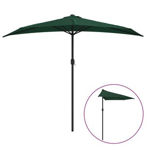 vidaXL P&oacute;łparasol balkonowy na słupku z aluminium, 270x144 cm, zielony
