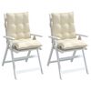 vidaXL Poduszki na krzesła z niskim oparciem, 2 szt., kremowe