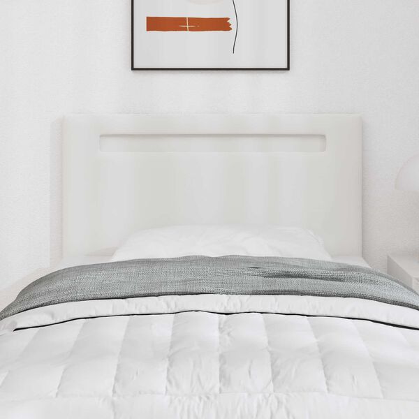 vidaXL Wezgłowie LED Biały 100 cm Sk&oacute;ra ekologiczna