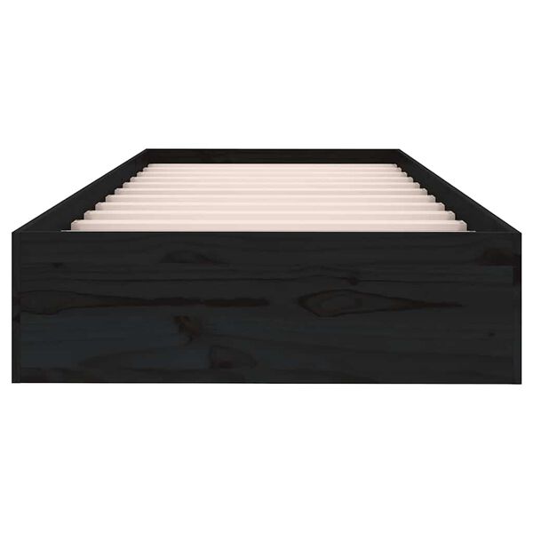 vidaXL Rama ł&oacute;żka, czarna, lite drewno, 75x190 cm, pojedyncza