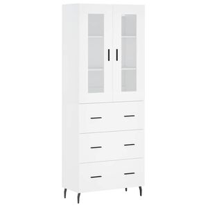vidaXL Witrynka, biała, 69,5x34x180 cm, materiał drewnopochodny
