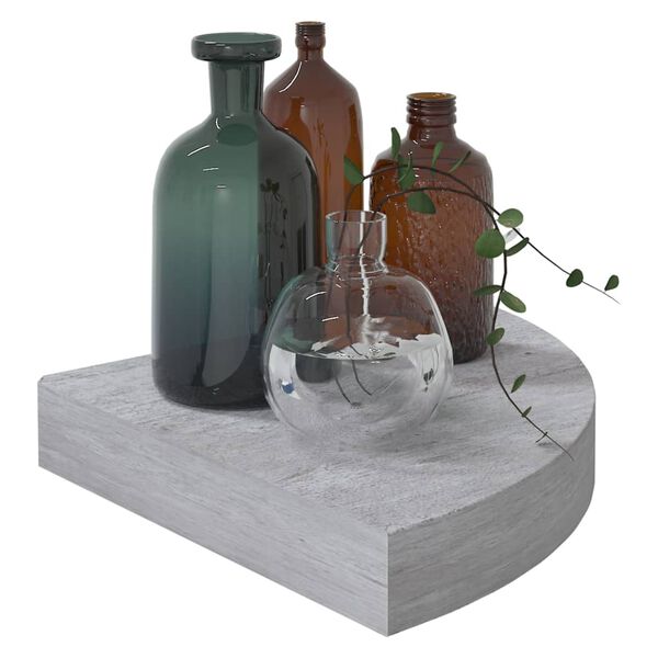 vidaXL Narożne p&oacute;łki ścienne, 4 szt., szarość betonu, 25x25x3,8 cm MDF