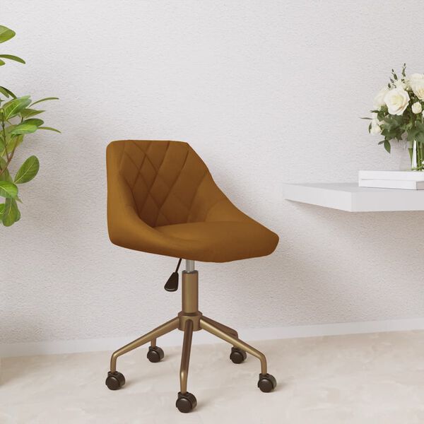 vidaXL Obrotowe krzesło stołowe, brązowe, obite aksamitem