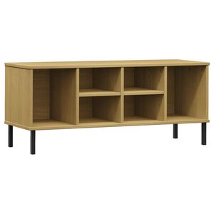 vidaXL Szafka na buty OSLO, metalowe n&oacute;żki, brązowa, 106x35x45 cm