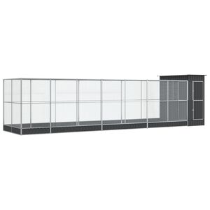 vidaXL Woliera z przedłużeniem, srebrna, 830x203x216 cm, stalowa