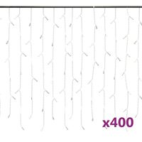vidaXL Zasłona świetlnych sopli, 10 m, 400 diod LED, ciepła biel