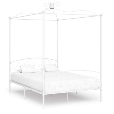 vidaXL Rama łóżka z baldachimem, biała, metalowa, 120 x 200 cm