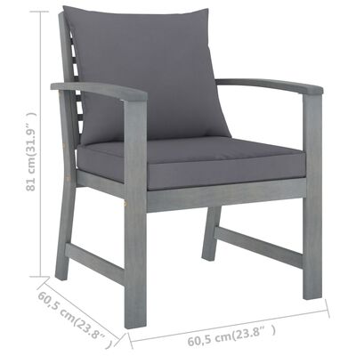 vidaXL Krzesła ogrodowe, 2 szt., ciemnoszare poduszki, drewno akacjowe
