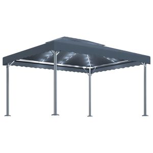 vidaXL Altana ze sznurem lampek LED, 400x300 cm, antracyt, aluminium