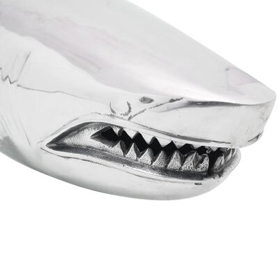 vidaXL Dekracja ścienna w kształcie rekina, z aluminium, srebrna