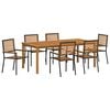 vidaXL Zestaw do jadalni w ogrodzie 7 pcs Czarny Lite Drewno Akacji