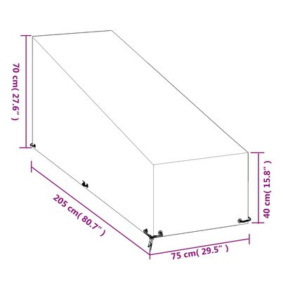 vidaXL Pokrowce na leżaki, 2 szt., 12 oczek, 205x75x40/70 cm, PE